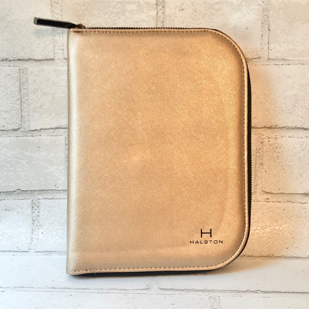 Halston Champagne Gold Travel Jewelry Portfolio Case Zippered Luxury Organizer
